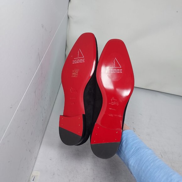 CHRISTIAN LOUBOUTIN Black Dandelion Strass Suede Logo Loafer - Picture 2 of 11